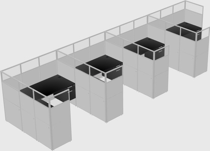 Shared l-shaped cubicle