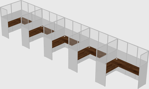 Shared l-shaped cubicle