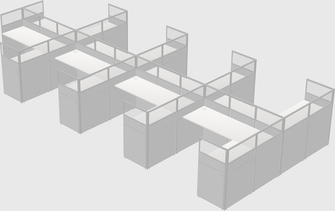 Shared l-shaped cubicle