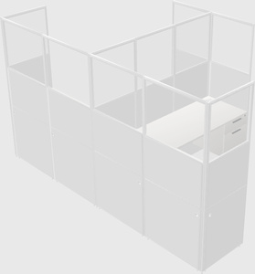 Shared l-shaped cubicle