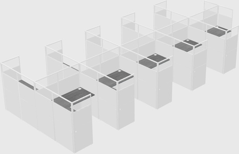 Shared l-shaped cubicle