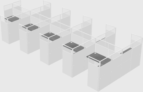 Shared l-shaped cubicle
