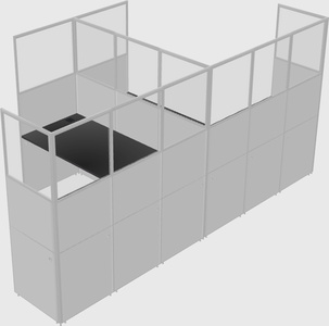 Shared l-shaped cubicle