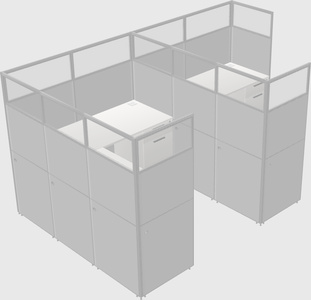 Shared l-shaped cubicle