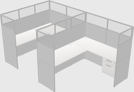 Shared l-shaped cubicle
