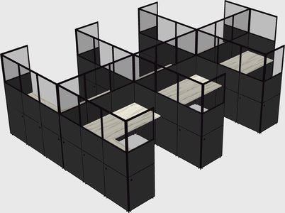Shared l-shaped cubicle