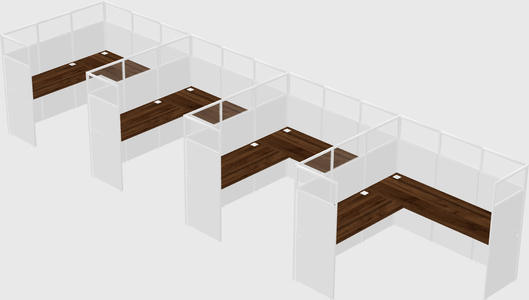 Shared l-shaped cubicle