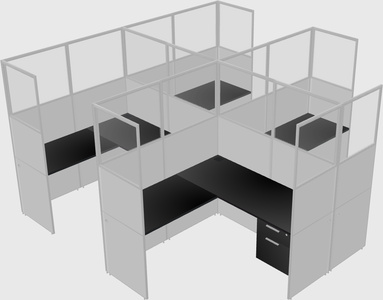 Shared l-shaped cubicle