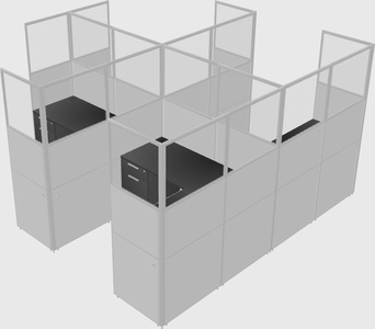 Shared l-shaped cubicle