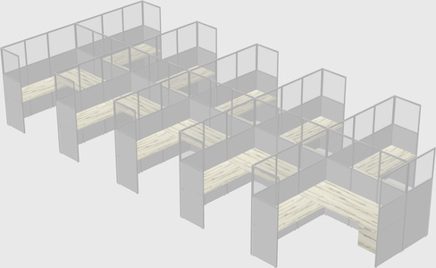 Shared l-shaped cubicle