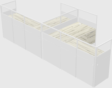 Shared l-shaped cubicle