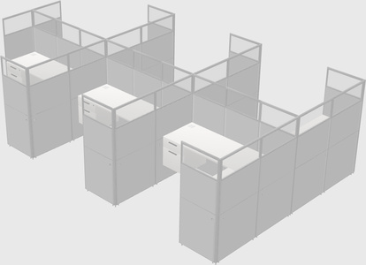 Shared l-shaped cubicle