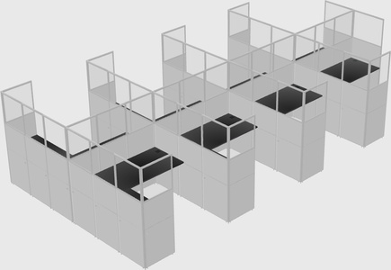 Shared l-shaped cubicle