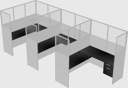 Shared l-shaped cubicle