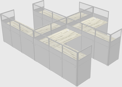 Shared l-shaped cubicle