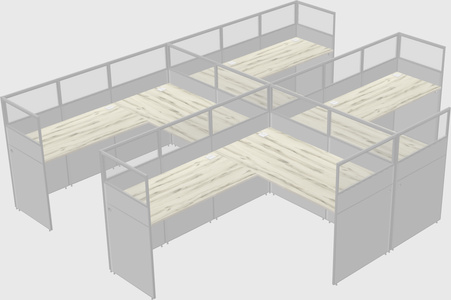 Shared l-shaped cubicle