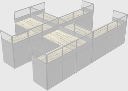 Shared l-shaped cubicle