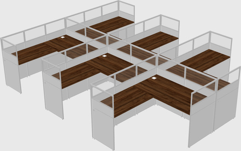 Shared l-shaped cubicle