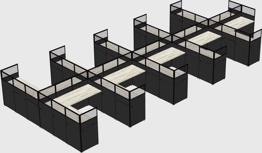 Shared l-shaped cubicle