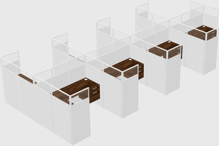 Shared l-shaped cubicle