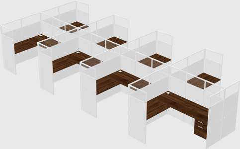 Shared l-shaped cubicle