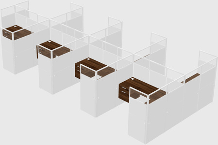 Shared l-shaped cubicle