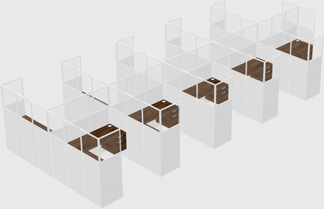 Shared l-shaped cubicle