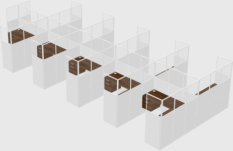 Shared l-shaped cubicle