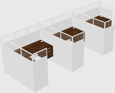 Shared l-shaped cubicle