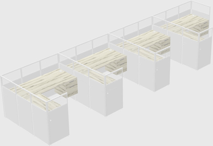 Shared l-shaped cubicle