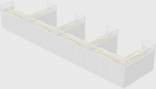 Shared l-shaped cubicle