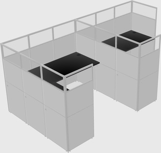 Shared l-shaped cubicle