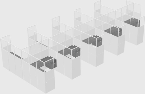 Shared l-shaped cubicle