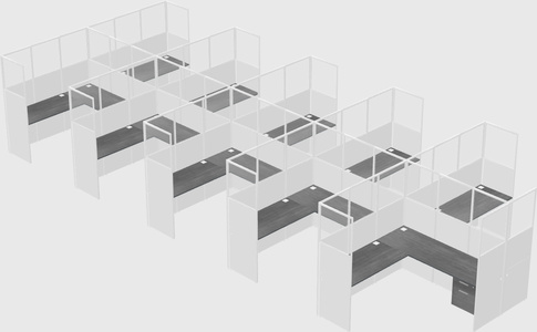 Shared l-shaped cubicle