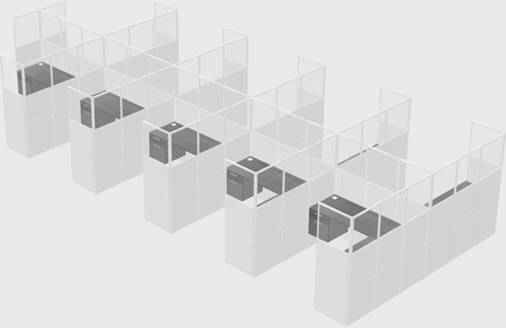 Shared l-shaped cubicle