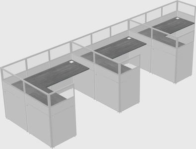 Shared l-shaped cubicle
