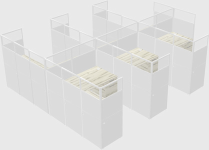 Shared l-shaped cubicle