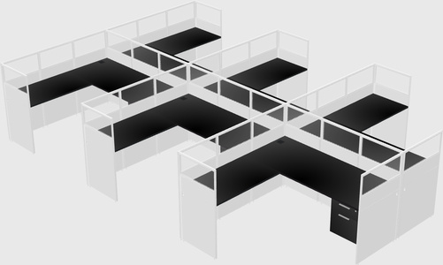 Shared l-shaped cubicle