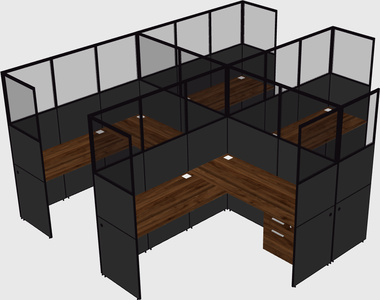 Shared l-shaped cubicle