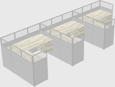 Shared l-shaped cubicle