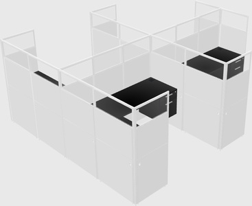 Shared l-shaped cubicle