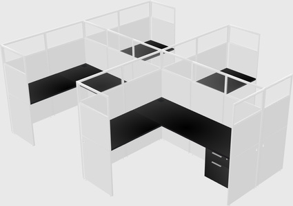Shared l-shaped cubicle