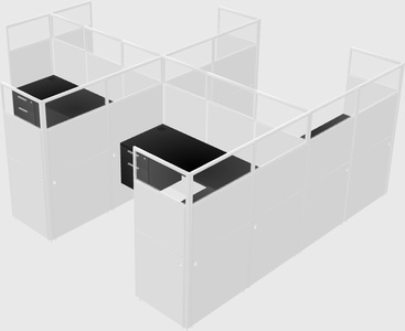 Shared l-shaped cubicle