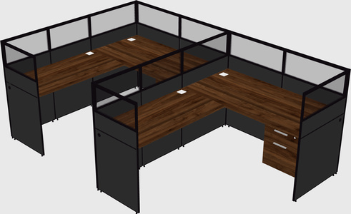 Shared l-shaped cubicle