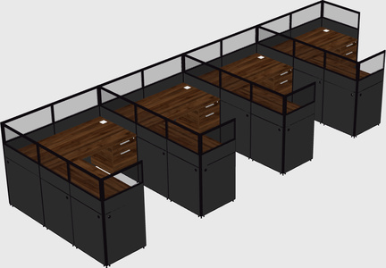 Shared l-shaped cubicle
