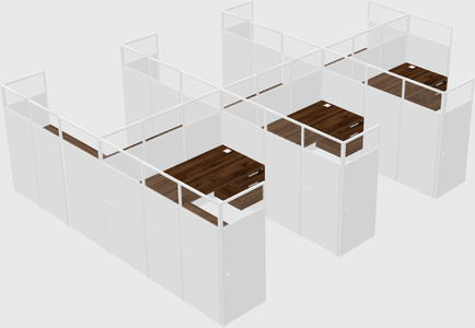 Shared l-shaped cubicle