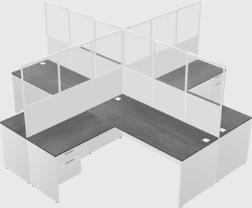 Shared l-shaped cubicles
