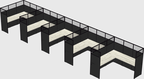 Shared l-shaped cubicle