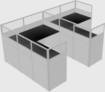 Shared l-shaped cubicle
