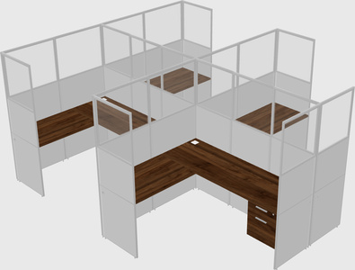 Shared l-shaped cubicle